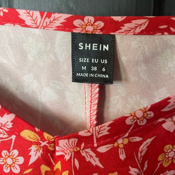 SHEIN Red Floral Maxi Dress with Yellow Accents - Picture 2 of 4